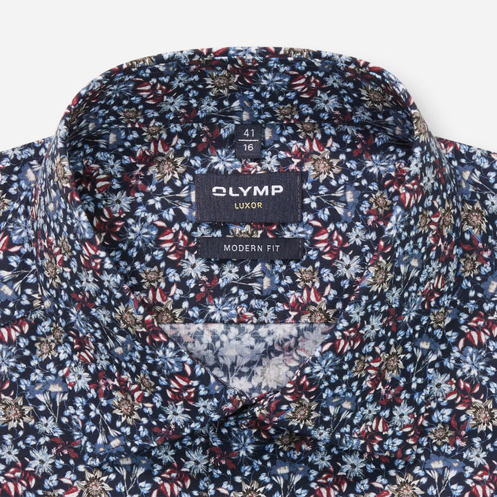 Floral patterned shirt with 'Olymp' label on a white background