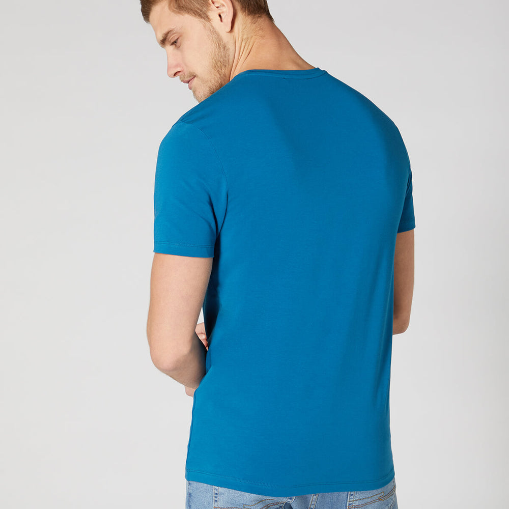 Remus Uomo 123-53121-246 Teal Tapered Fit Cotton-Stretch Mens T-Shirt - Baks Menswear