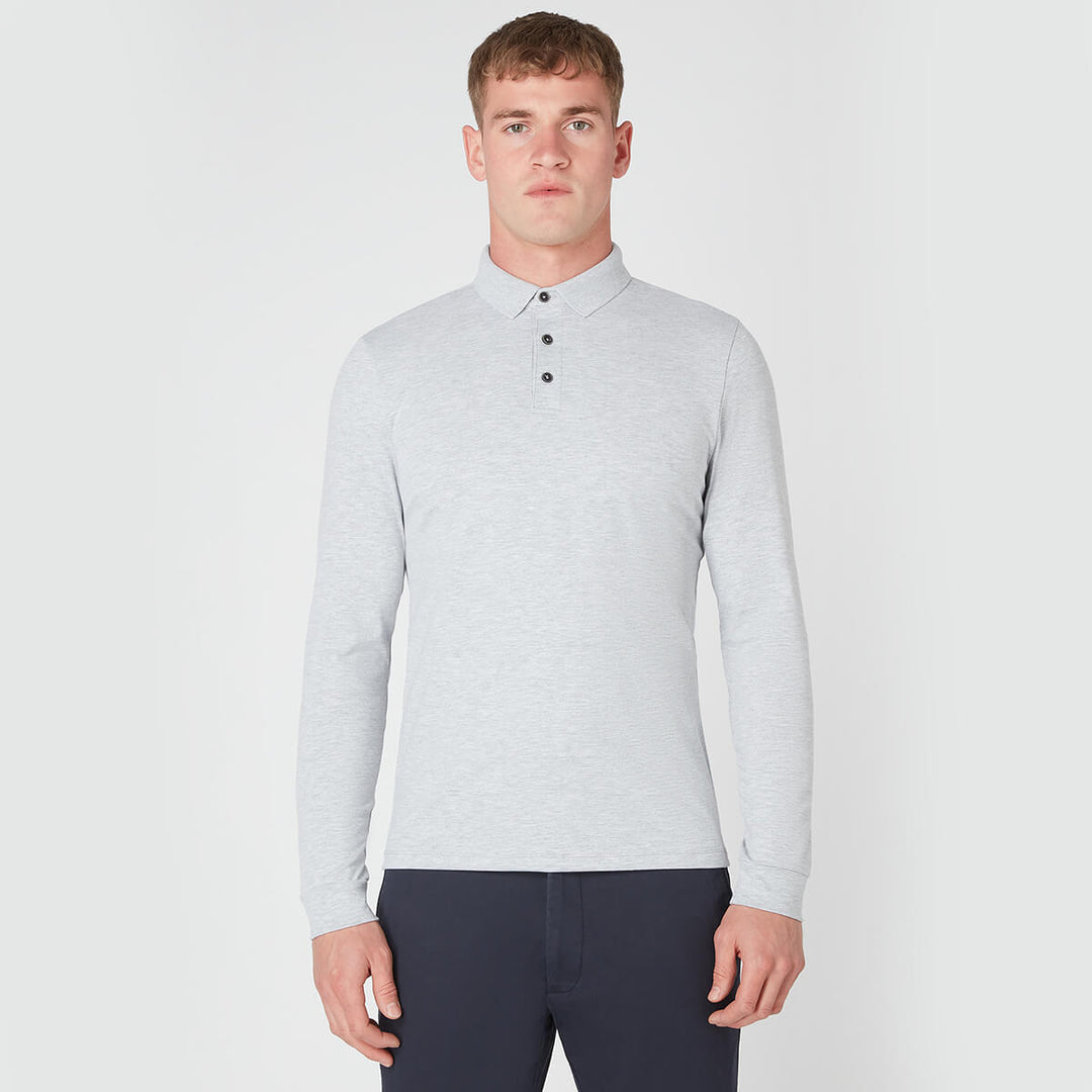 Remus Uomo 3-53123-02 Light Grey Long Sleeve Polo Shirt Top - Baks Menswear Bournemouth