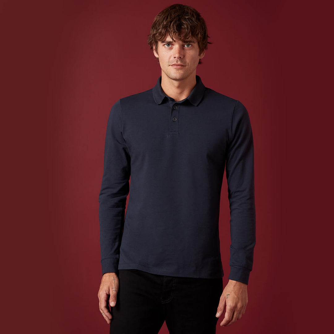 Remus Uomo 3-53123-78 Navy Long Sleeve Polo Shirt - Baks Menswear Bournemouth