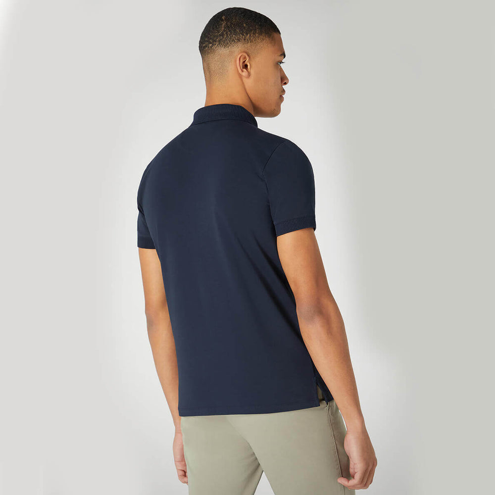 Remus Uomo 58724 Navy Tapered Fit Cotton-Stretch Jersey Polo Shirt - Baks Menswear