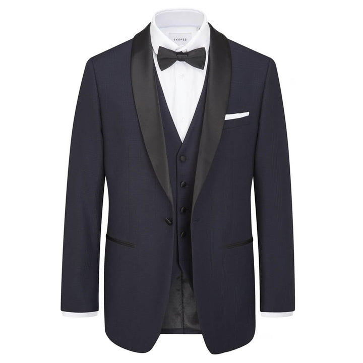 Skopes Newman MM1791 Navy Check Dinner Suit Tuxedo Jacket - Baks Menswear Bournemouth