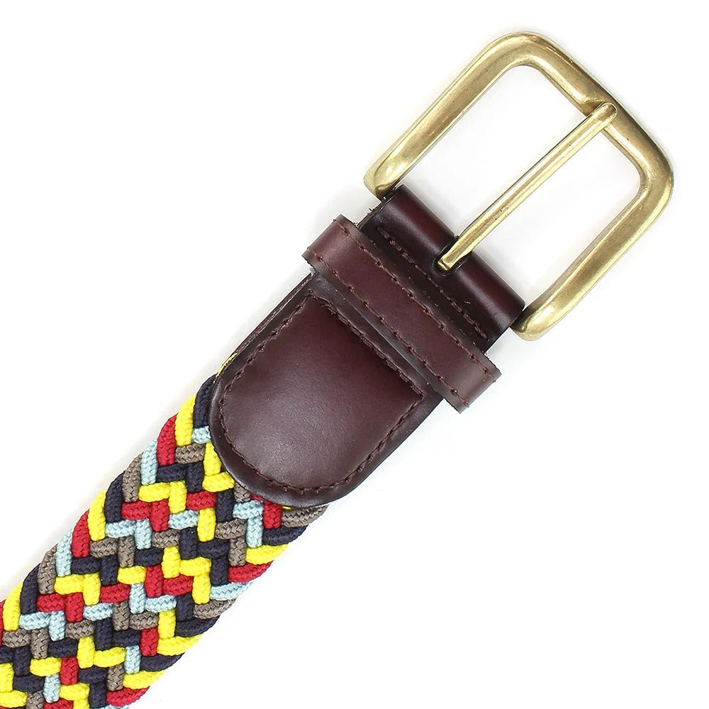 Sophos Waverly Navy Red Yellow Grey 35mm Elasticated Web Belt - Baks Menswear Bournemouth