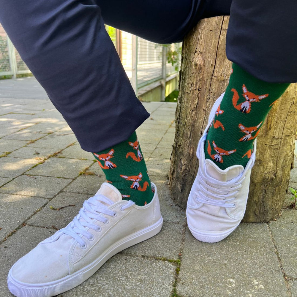 Swole Panda SP-326L Green Mr Fox Bamboo Socks - Baks Menswear