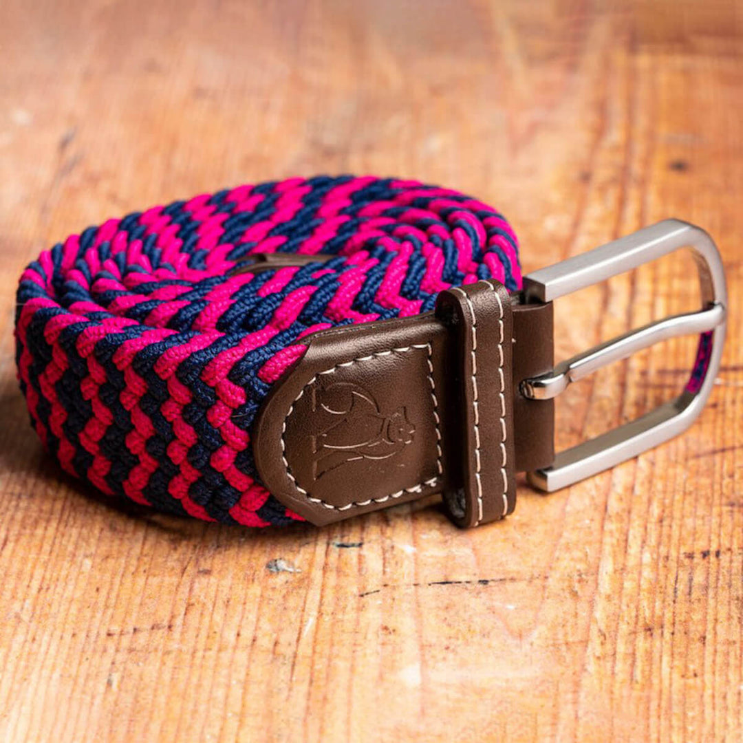 Swole Panda SP-RWB-15 Pink Blue Zig Zag Woven Belt - Baks Menswear Bournemouth