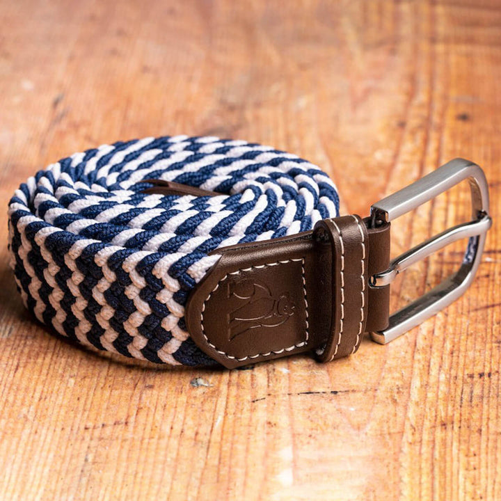 Swole Panda SP-RWB-27 Navy White Zig Zag Woven Belt - Baks Menswear Bournemouth