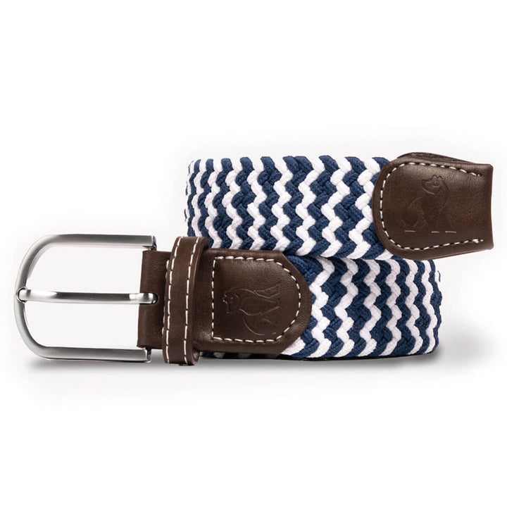 Swole Panda SP-RWB-27 Navy White Zig Zag Woven Belt - Baks Menswear Bournemouth