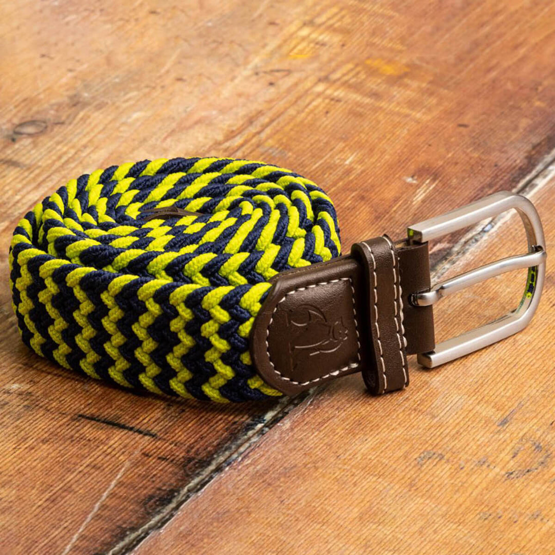 Swole Panda SP-RWB-38 Lime Green Navy ZigZag Woven Belt - Baks Menswear Bournemouth