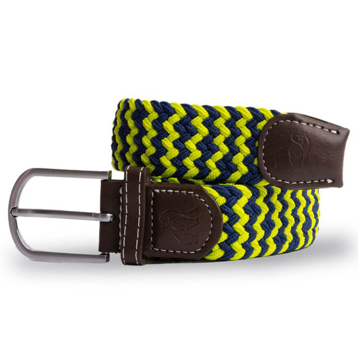 Swole Panda SP-RWB-38 Lime Green Navy ZigZag Woven Belt - Baks Menswear Bournemouth