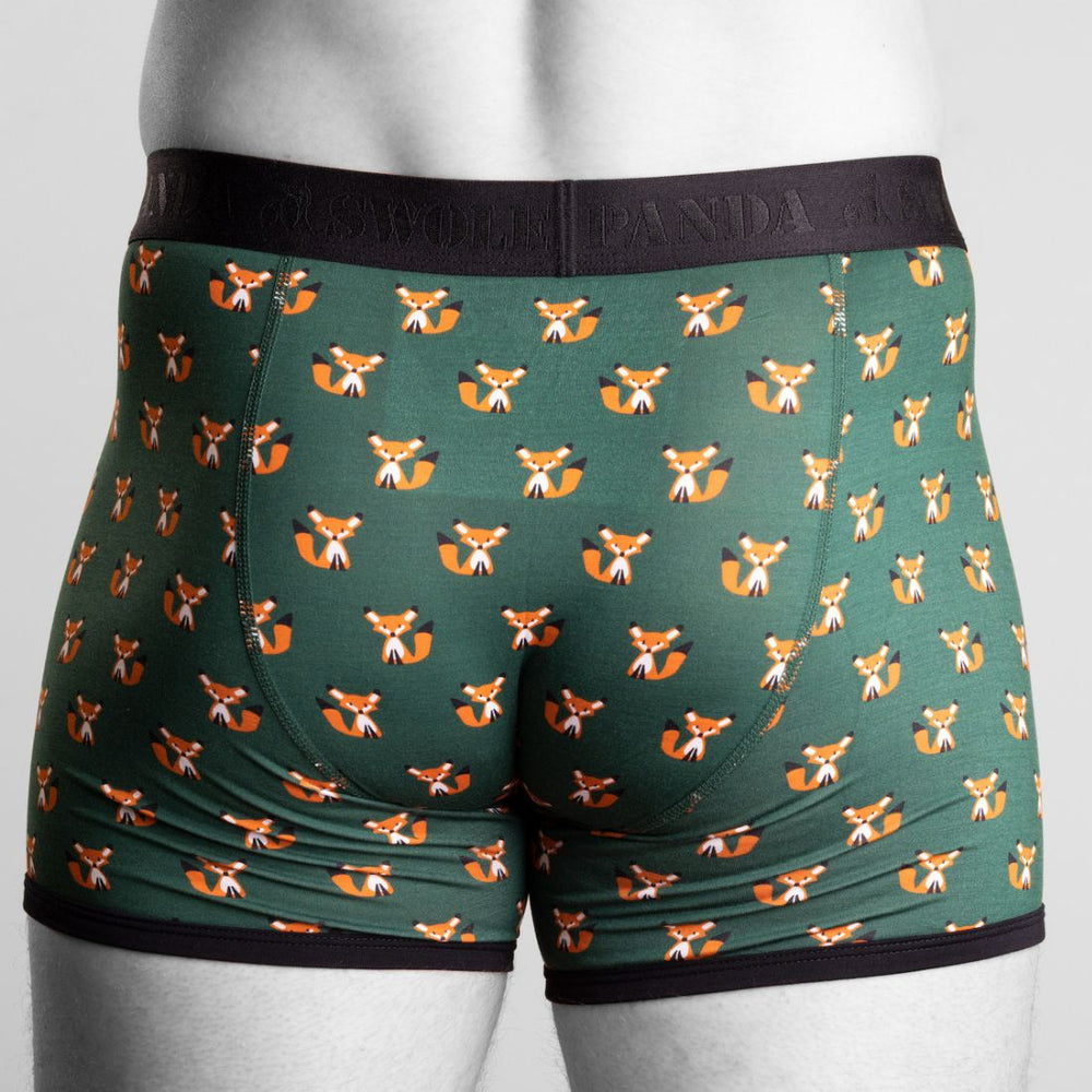 Swole Panda SP-UN-24 Green Mr Fox Bamboo Boxers Black Band - Baks Menswear