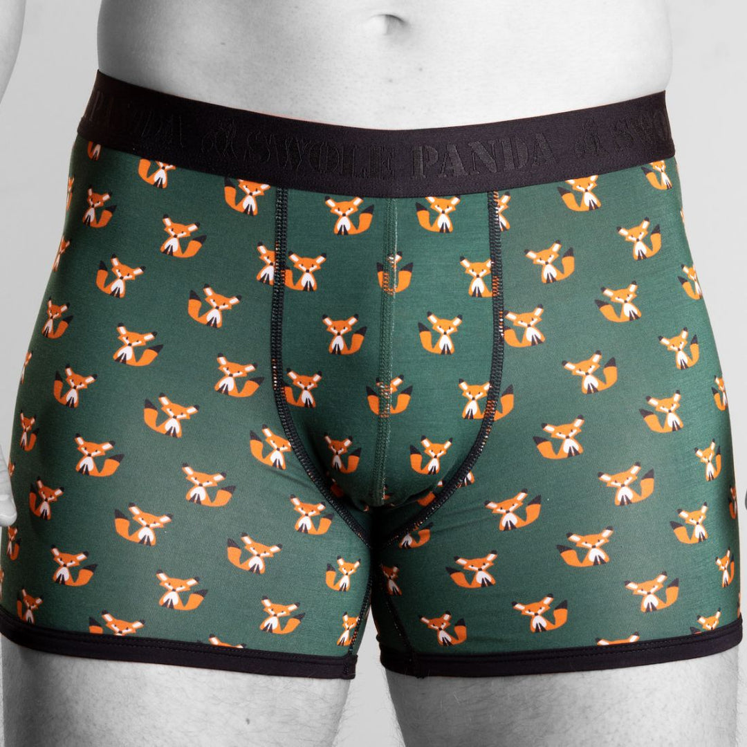 Swole Panda SP-UN-24 Green Mr Fox Bamboo Boxers Black Band - Baks Menswear