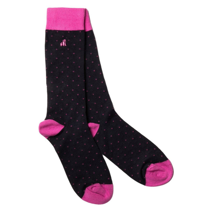 Swole Panda SP112 Black & Pink Spotted Bamboo Socks - Baks Menswear