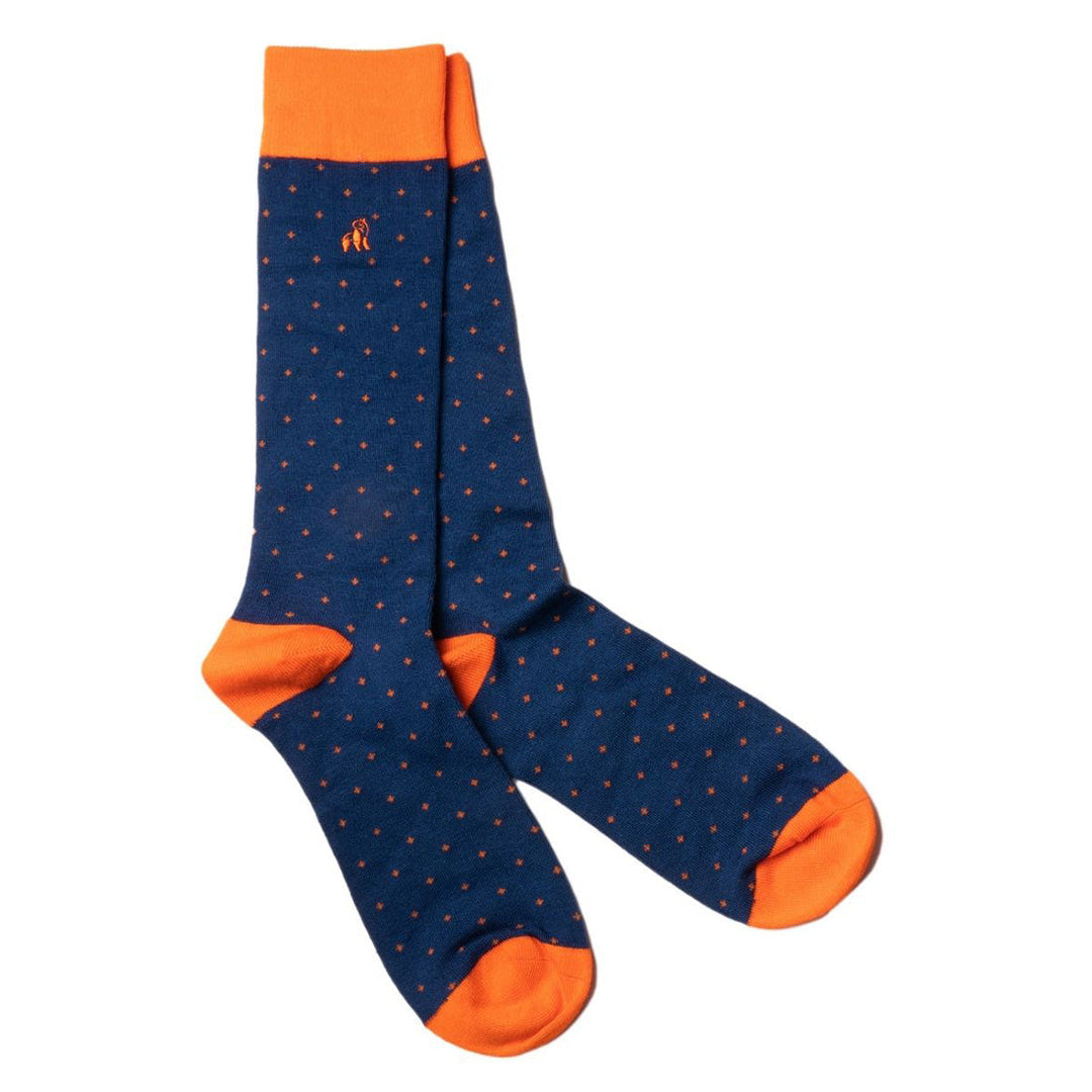 Swole Panda SP114 Blue Spotted Orange Bamboo Socks - Baks Menswear