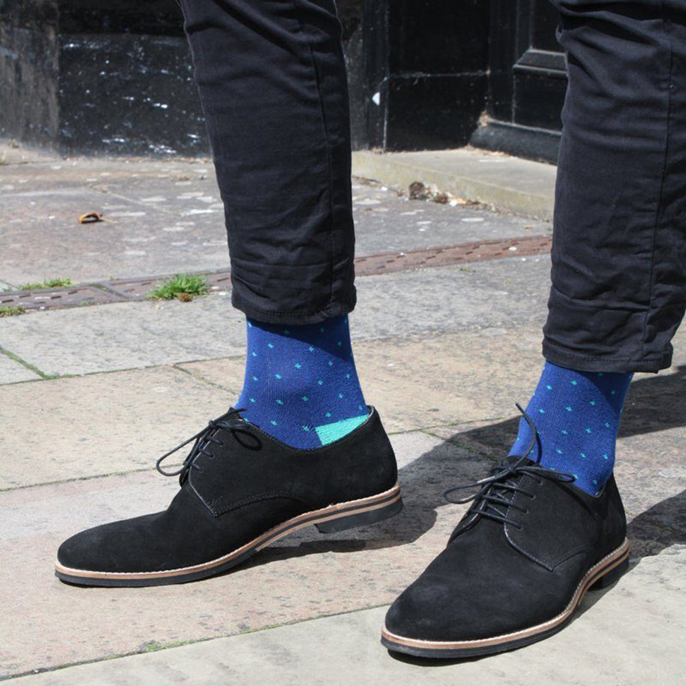 Swole Panda SP333 Blue Green Spotted Bamboo Socks - Baks Menswear