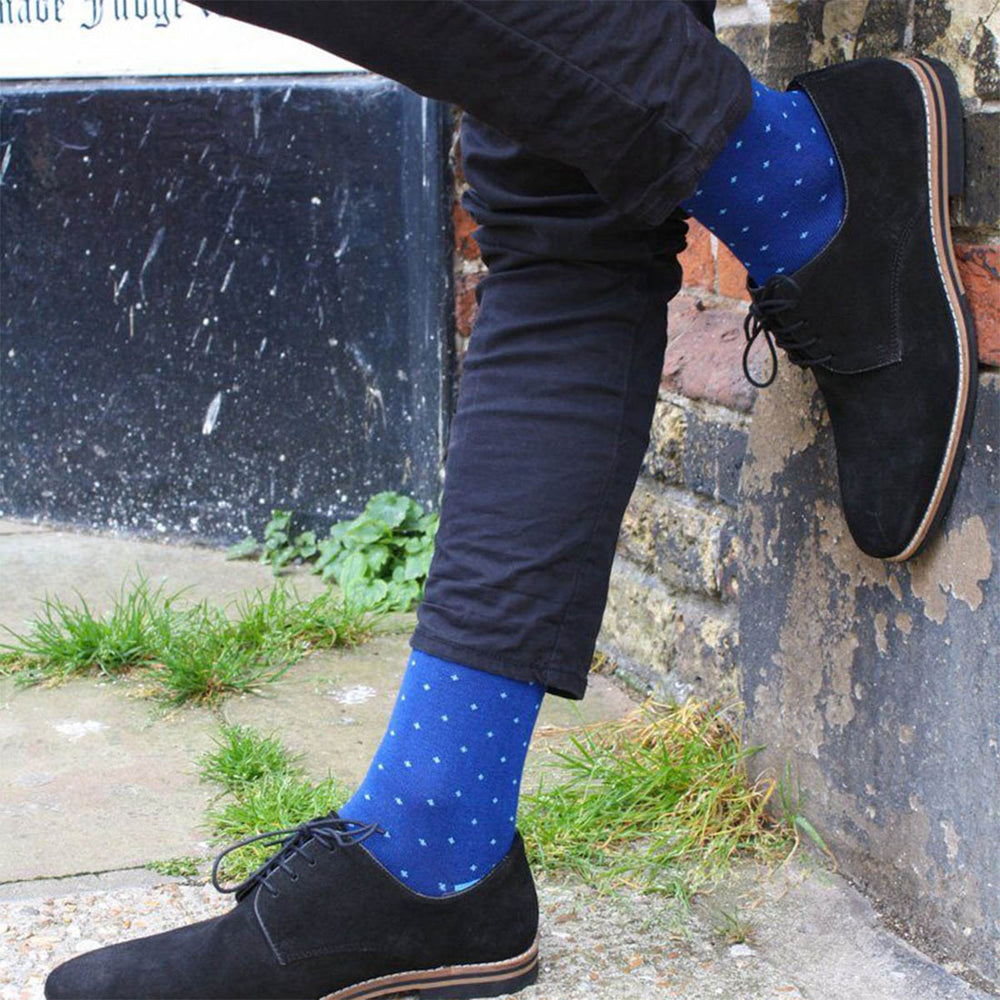 Swole Panda SP337 Sky Blue Spotted Bamboo Socks - Baks Menswear Bournemouth