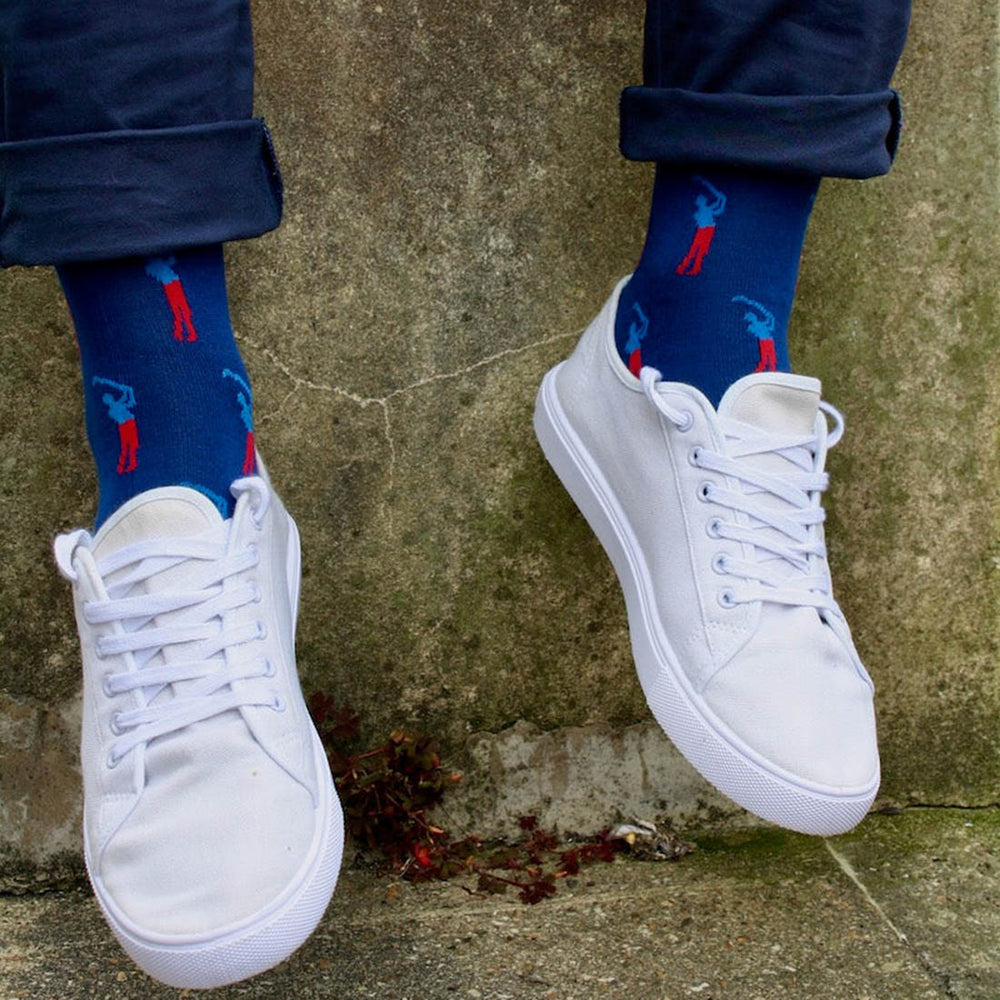 Swole Panda SP377 Blue Golfer Bamboo Socks - Baks Menswear