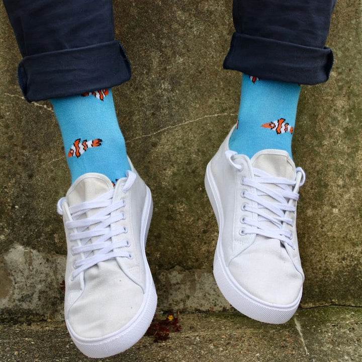 Swole Panda SP378 Blue Clown Fish Bamboo Socks - Baks Menswear Bournemouth
