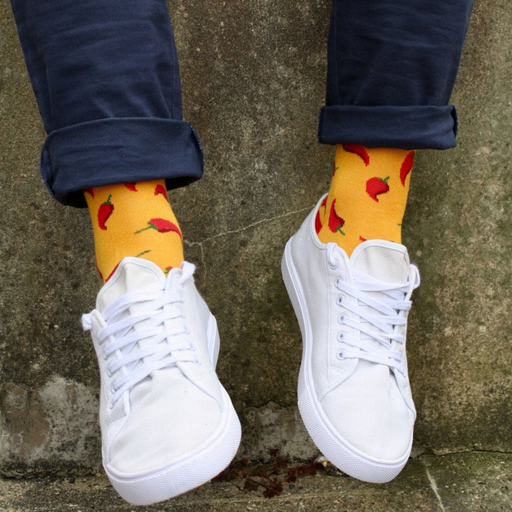 Swole Panda SP385 Yellow Red Chilli Pepper Bamboo Socks - Baks Menswear