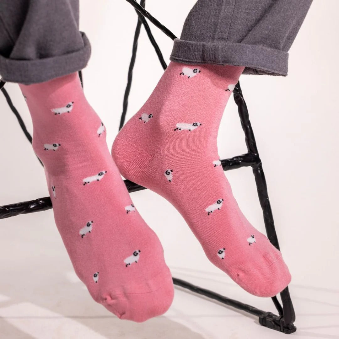 Swole Panda SP405-L Pink Sheep Bamboo Socks - Baks Menswear Bournemouth