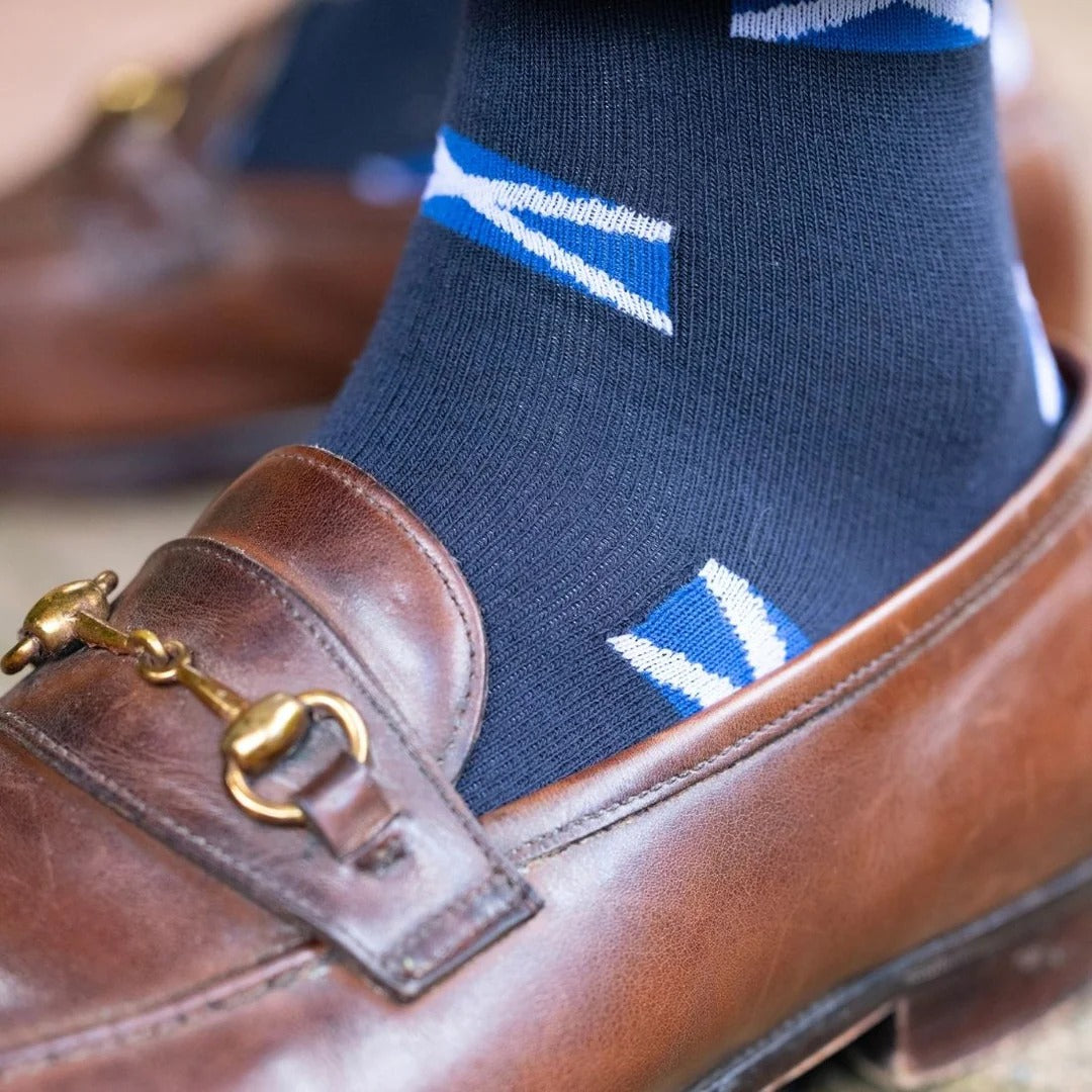 Swole Panda SP441-L Navy Scottish Flag Bamboo Socks - Baks Menswear Bournemouth