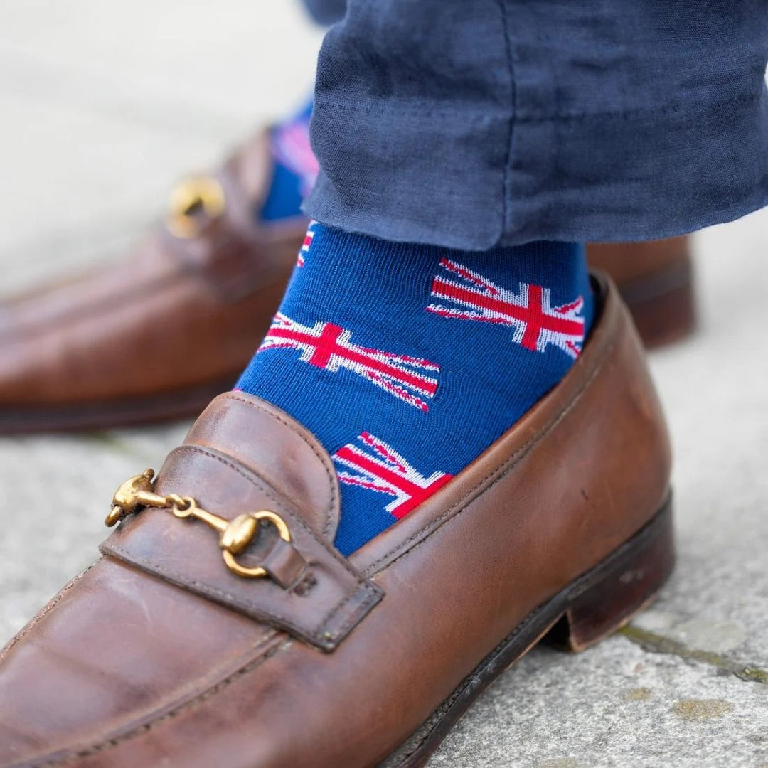 Swole Panda SP442-L Royal Blue Union Jack Bamboo Socks - Baks Menswear Bournemouth