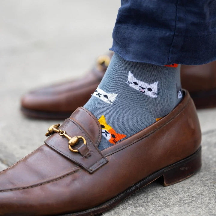 Swole Panda SP438-L Grey Cat Bamboo Socks - Baks Menswear Bournemouth