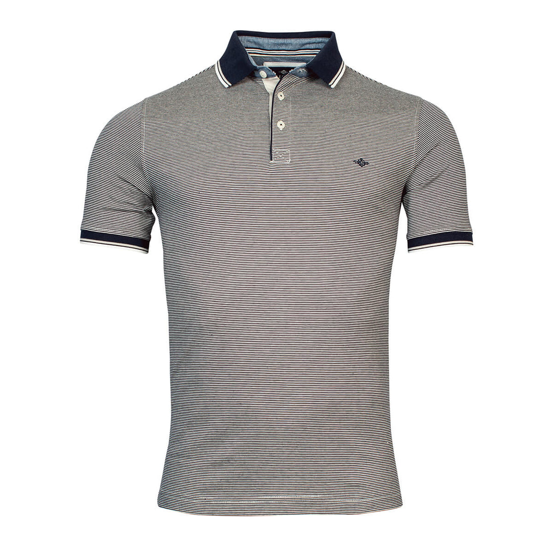 Baileys 315206 Beige Fine Stripe Mens Polo Shirt - Baks Menswear Bournemouth