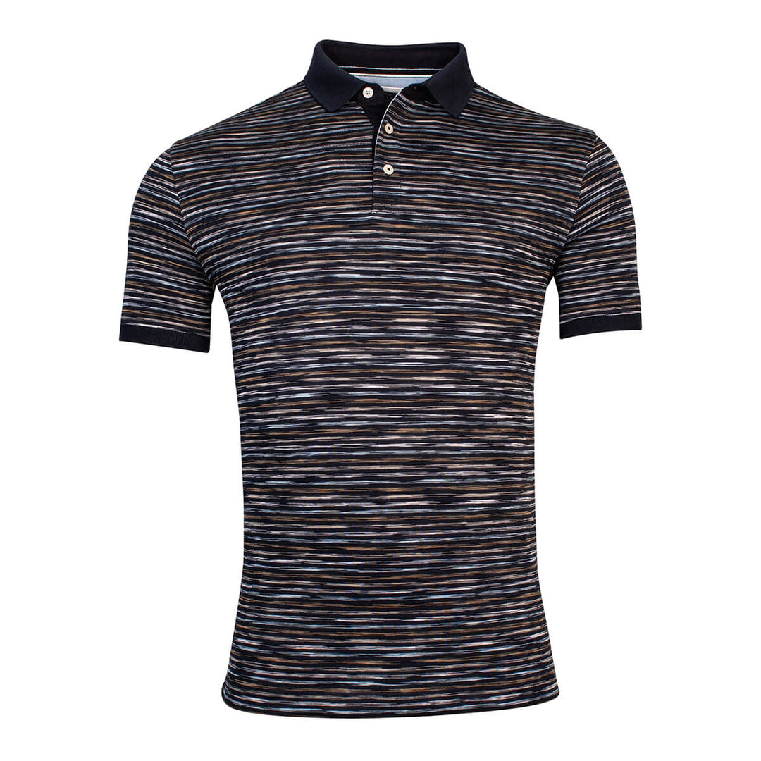 Baileys 315288 Navy Stripe Print Mens Polo Shirt - Baks Menswear Bournemouth