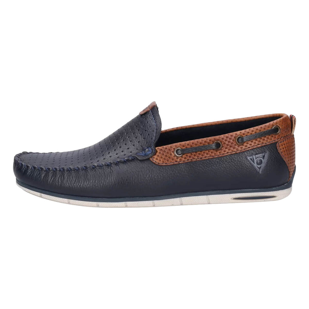 Bugatti Chesley Dark Blue Mens Leather Moccasin Shoe 321-A2X62-1000-4100 - Bak Menswear