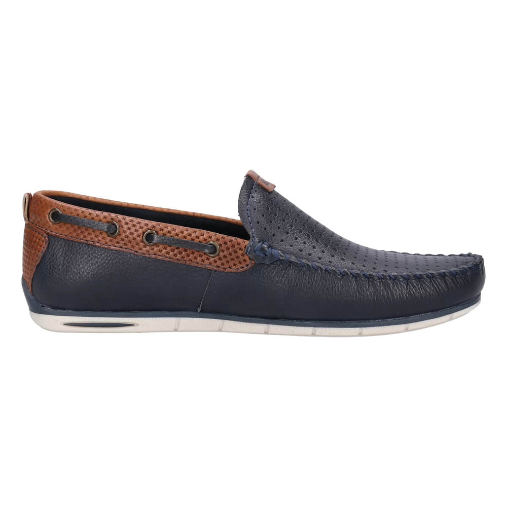 Bugatti Chesley Dark Blue Mens Leather Moccasin Shoe 321-A2X62-1000-4100 - Bak Menswear