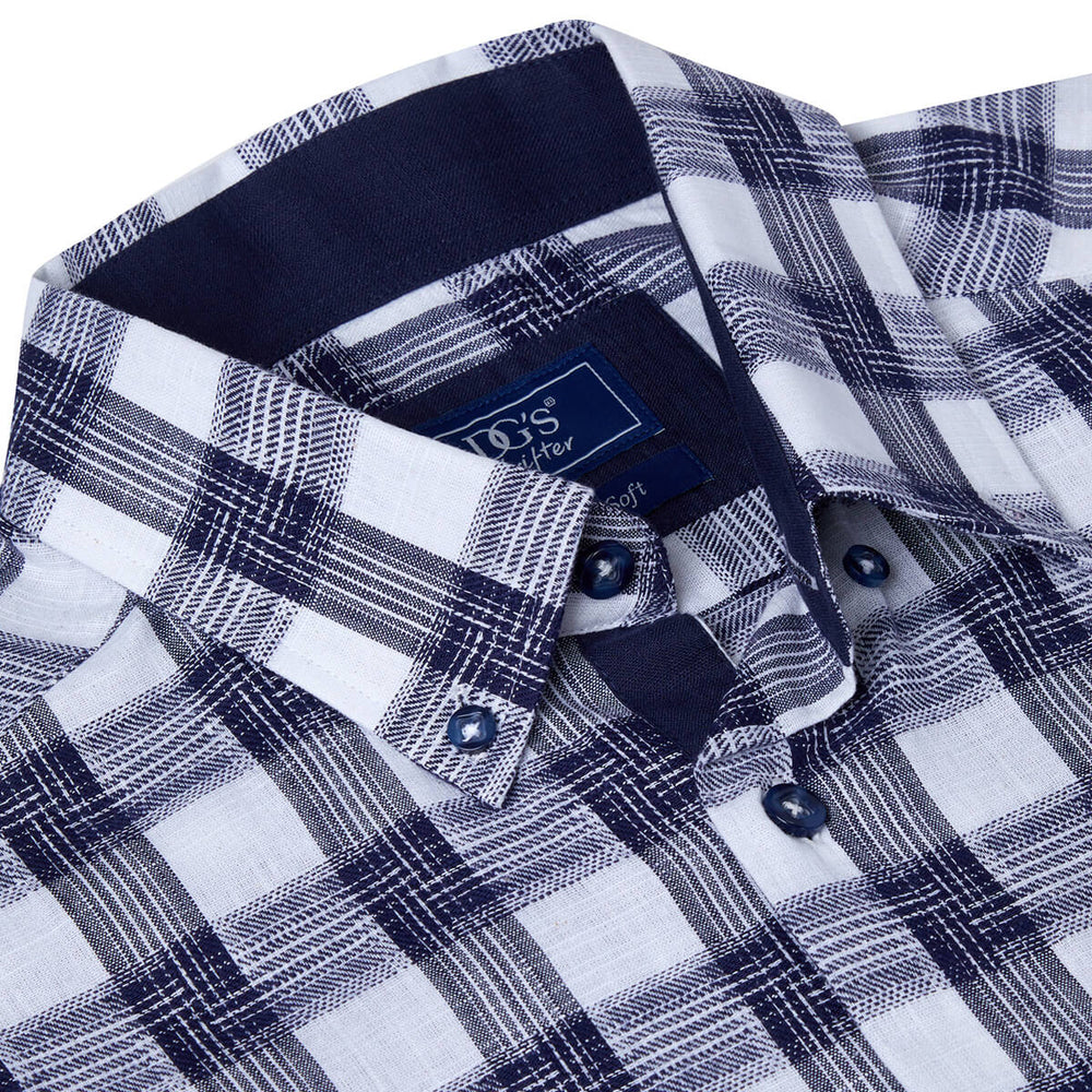 Daniel Grahame 131-14556SS-18 Ivano Navy Checked Short Sleeve Mens Shirt - Baks Menswear Bournemouth