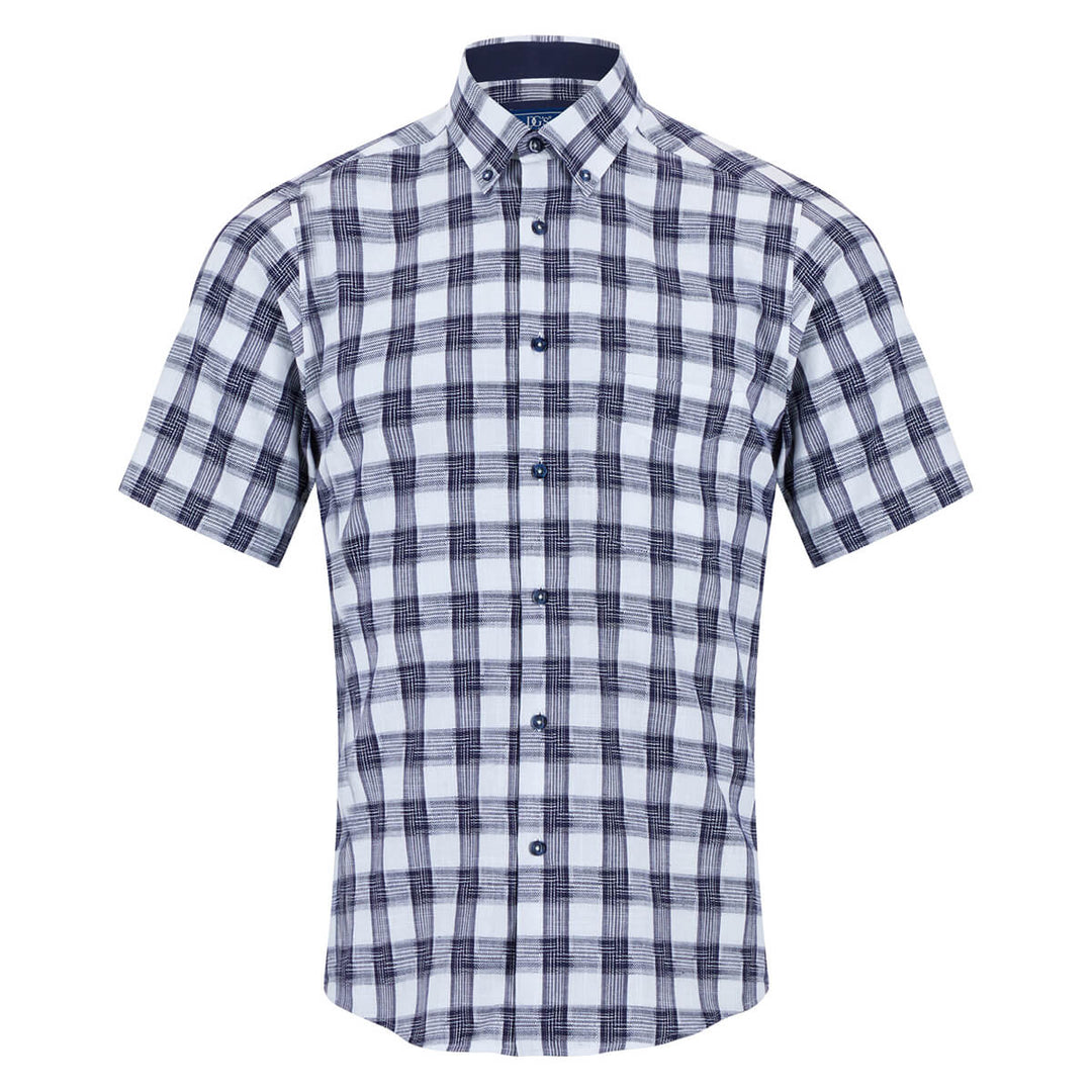 Daniel Grahame 131-14556SS-18 Ivano Navy Checked Short Sleeve Mens Shirt - Baks Menswear Bournemouth