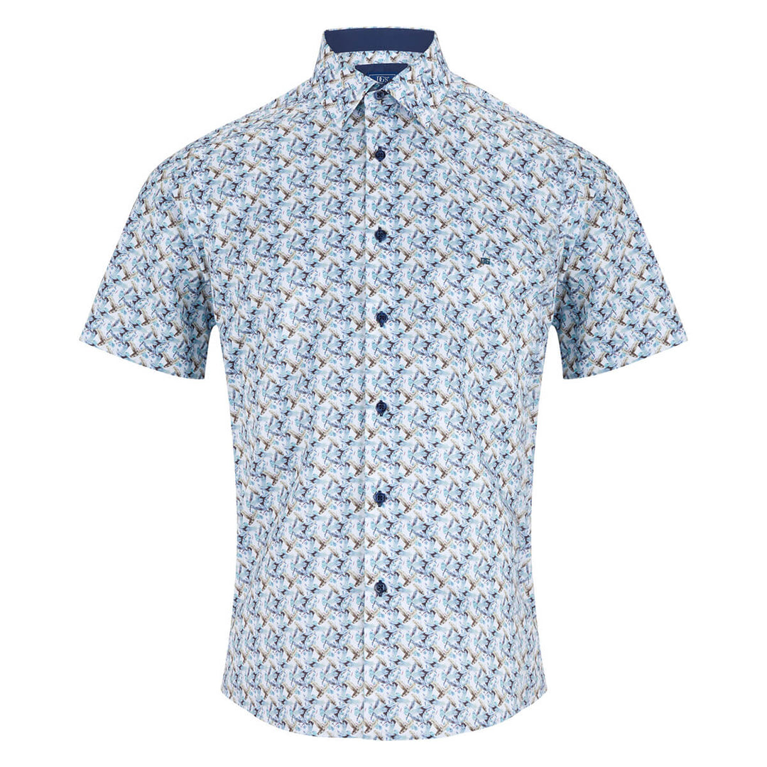 DG's Drifter 131-14461SS-33 Giovanni Green Feather Print Short Sleeve Shirt - Baks Menswear Bournemouth