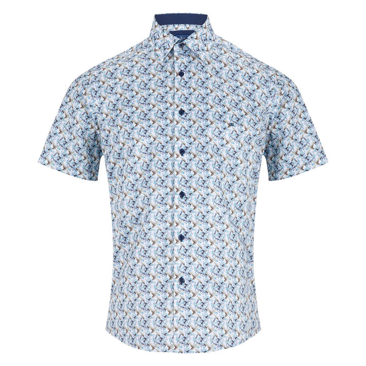 DG's Drifter 131-14461SS-33 Giovanni Green Feather Print Short Sleeve Shirt - Baks Menswear Bournemouth