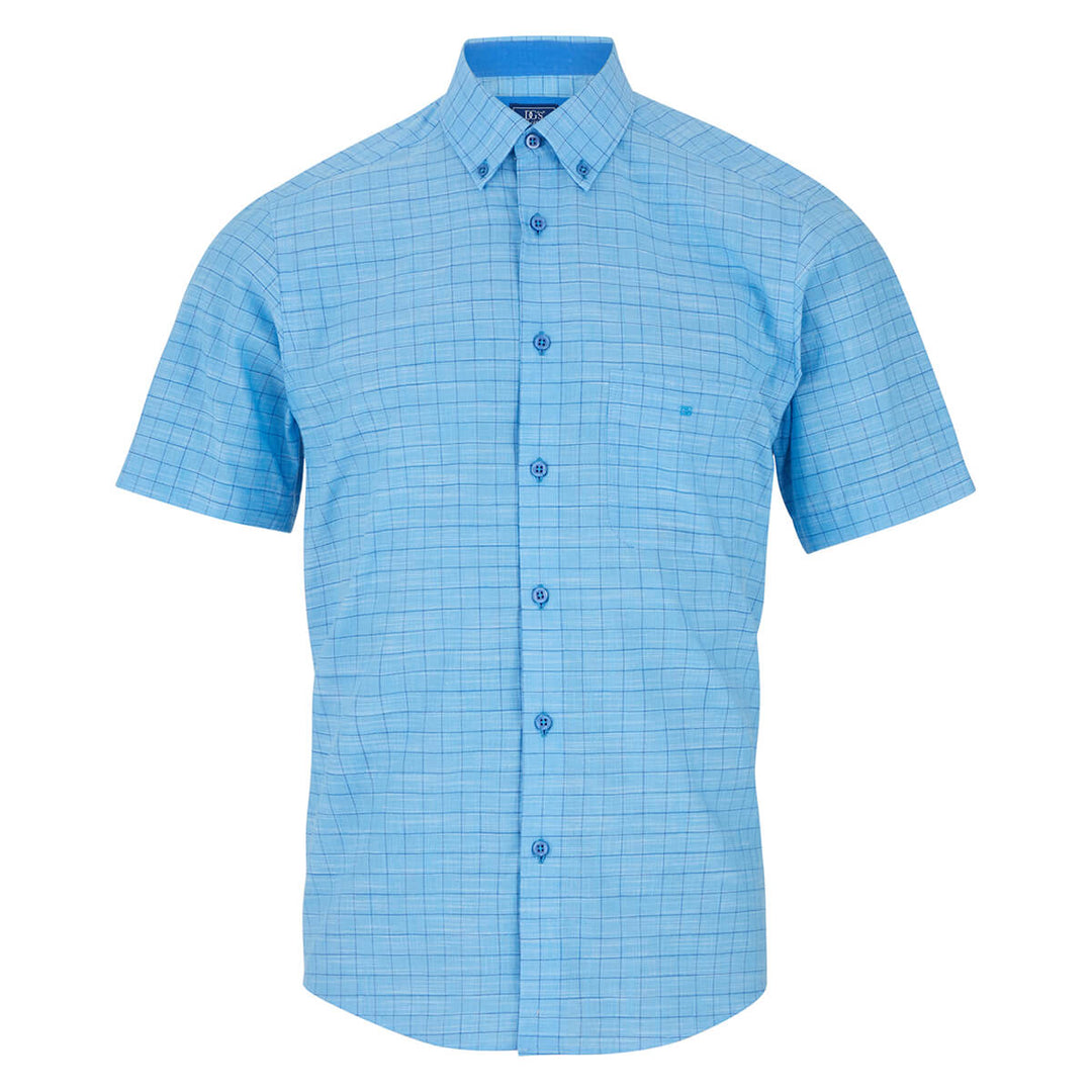 DG's Drifter 14549SS-21 Ivano Blue Checked Short Sleeve Mens Shirt - Baks Menswear Bournemouth