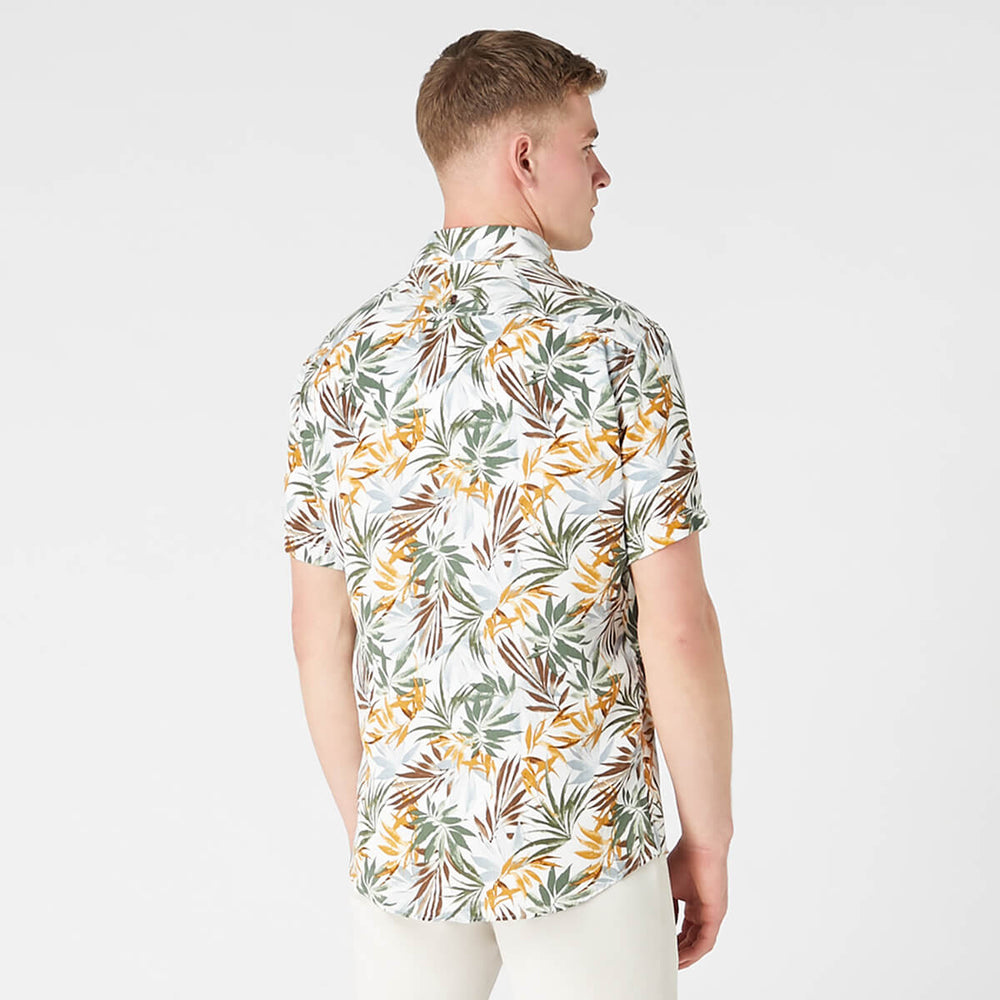 Remus Uomo 131-13751SS-15 Green Leaf Print Short Sleeve Shirt - Baks Menswear Bournemouth