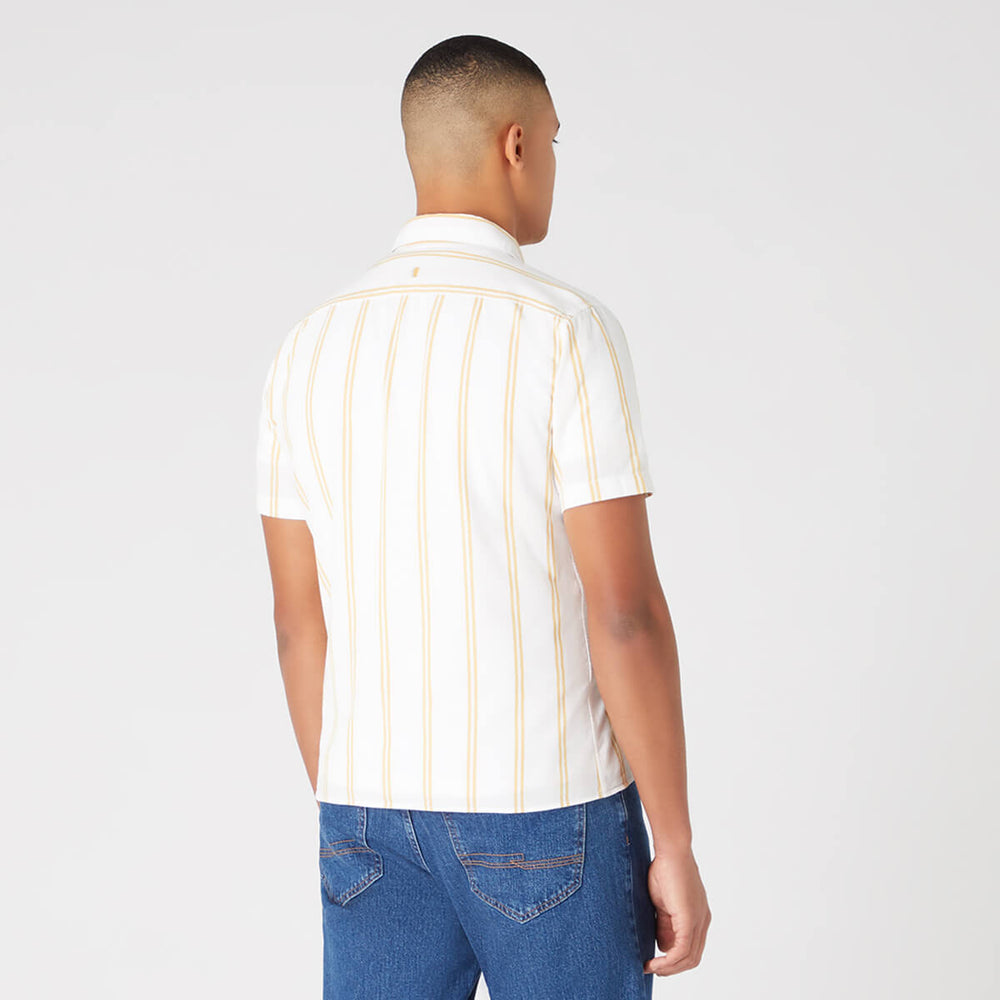 Remus Uomo 131-13758SS-15 Paolo Cream Gold Stripe Short Sleeve Shirt - Baks Menswear Bournemouth