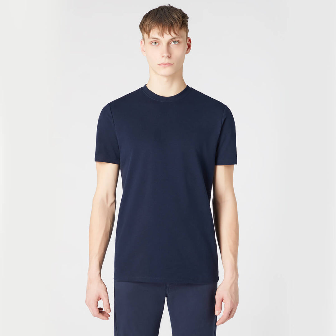 Remus Uomo 133-58786 Navy Waffle T-Shirt - Baks Menswear Bournemouth