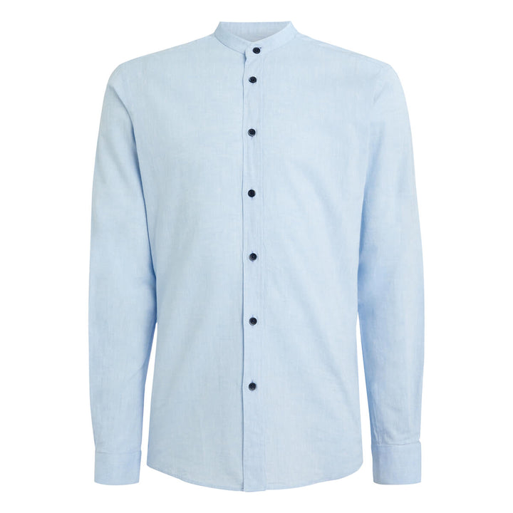 Remus Uomo 17973 Cole Blue Collarless Tapered Fit Long Sleeve Shirt - Baks Menswear Bournemouth