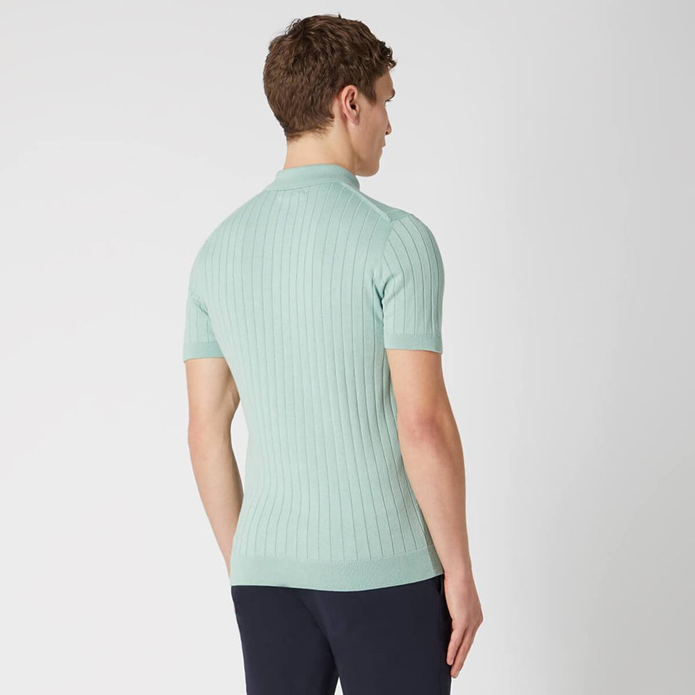 Remus Uomo 133-58633-32 Mint Green Slim Fit Knitted Cotton Short-Sleeve Polo Shirt - Baks Menswear Bournemouth