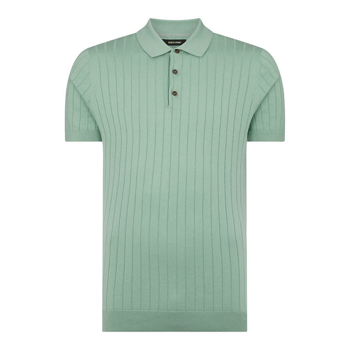 Remus Uomo 133-58633-32 Mint Green Slim Fit Knitted Cotton Short-Sleeve Polo Shirt - Baks Menswear Bournemouth