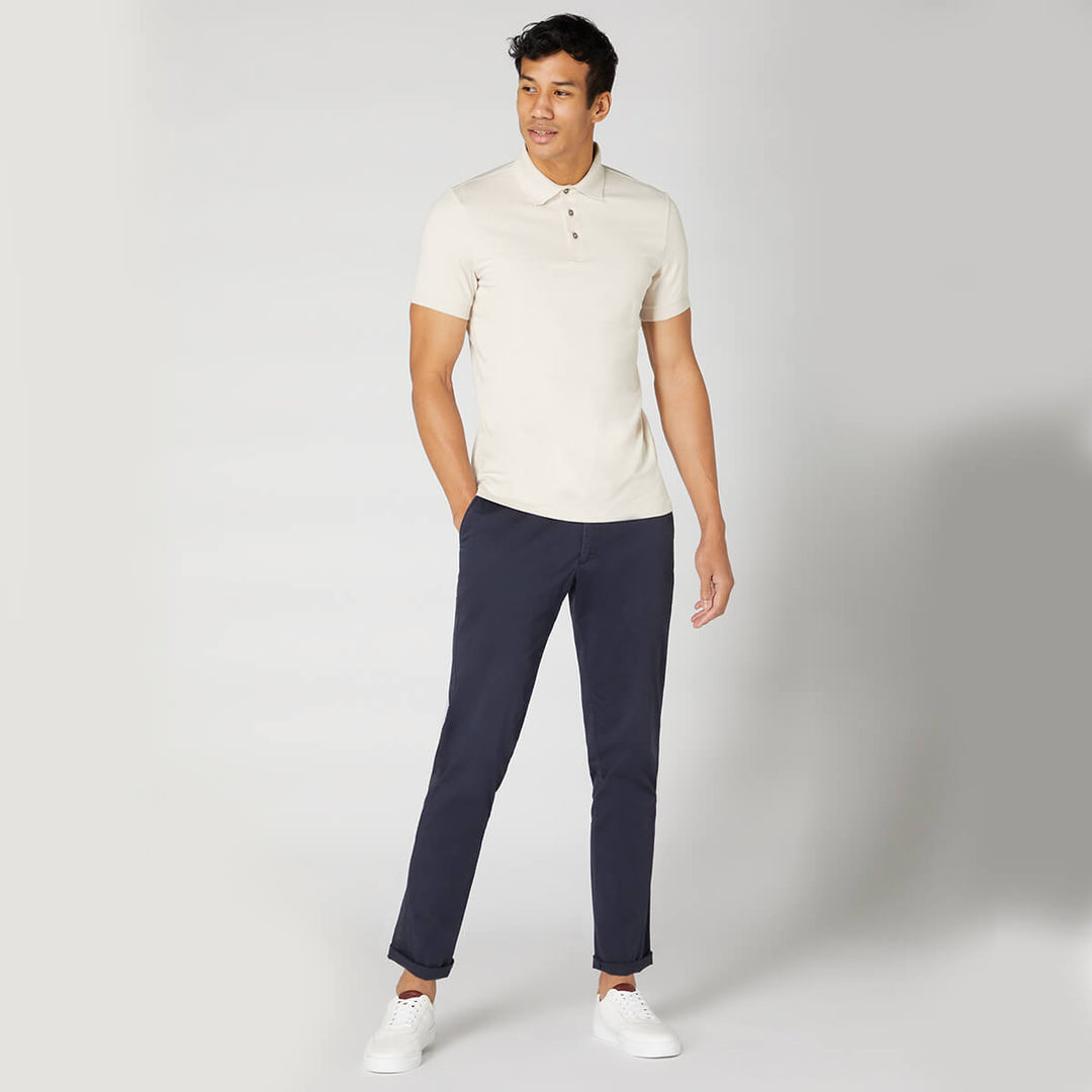58724 Remus Uomo 58724 91 Stone Tapered Fit Cotton-Stretch Jersey Polo Shirt ...