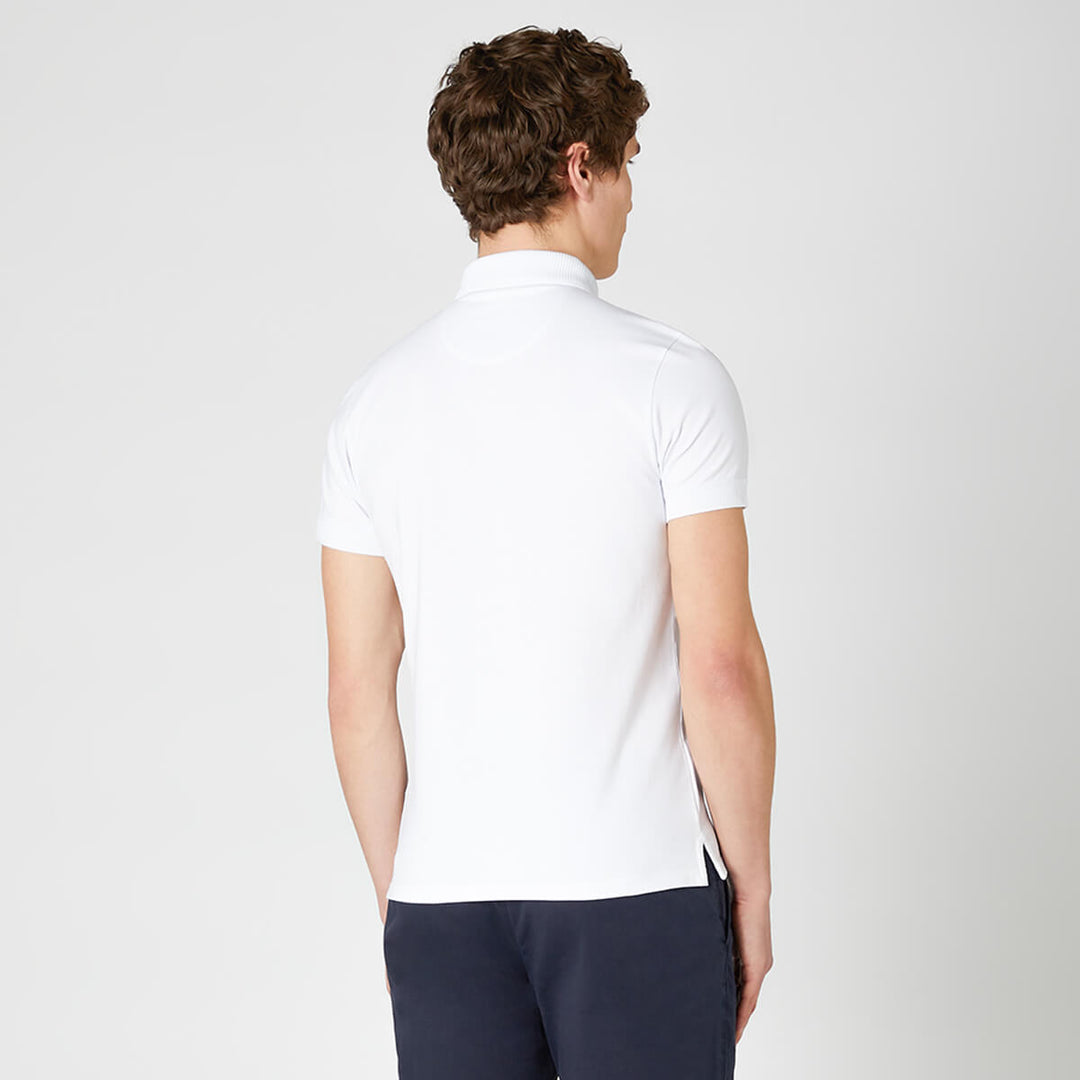 58724 Remus Uomo 58724 White Tapered Fit Cotton-Stretch Jersey Polo Shirt ...