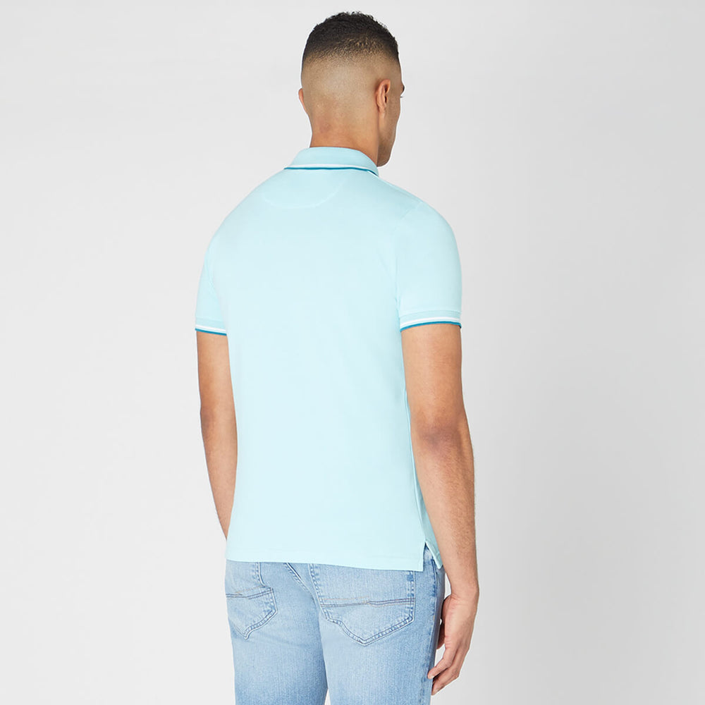 Remus Uomo 133-58770-315 Seafoam Green Cotton Blend 3 Button Pique Polo Shirt - Baks Menswear Bournemouth