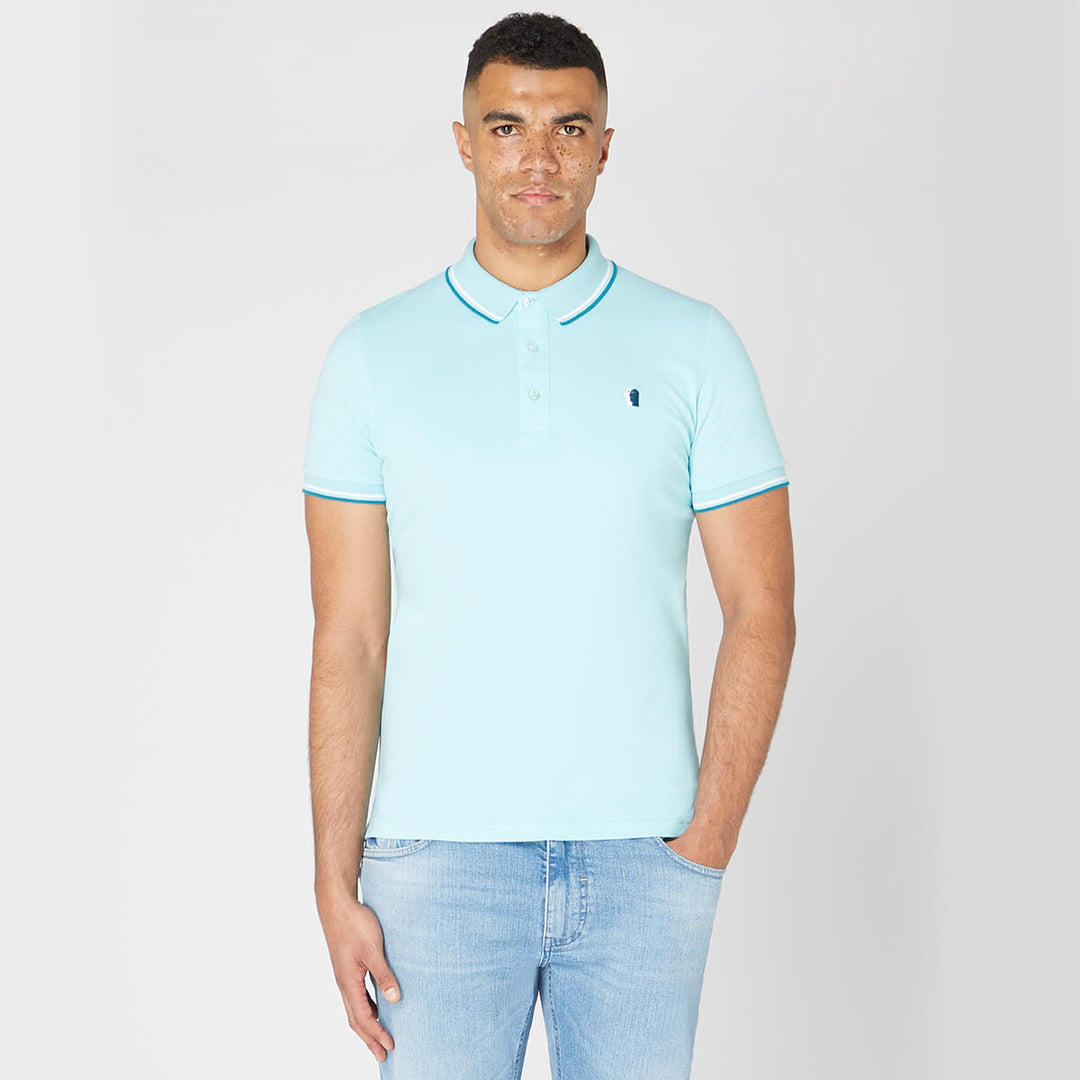 Remus Uomo 133-58770-315 Seafoam Green Cotton Blend 3 Button Pique Polo Shirt - Baks Menswear Bournemouth