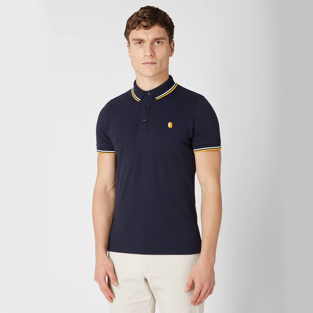 Remus Uomo 58770 Navy Cotton Blend 3 Button Pique Polo Shirt - Baks Menswear Bournemouth